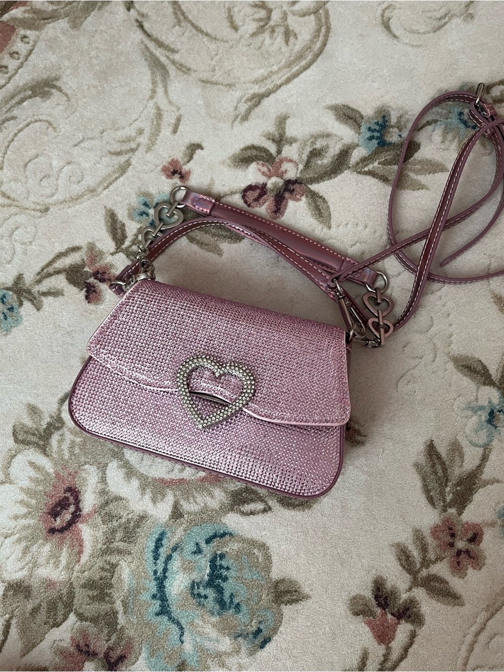 Aldo Barbie Pink Rhinestone Heart Crossbody Bag